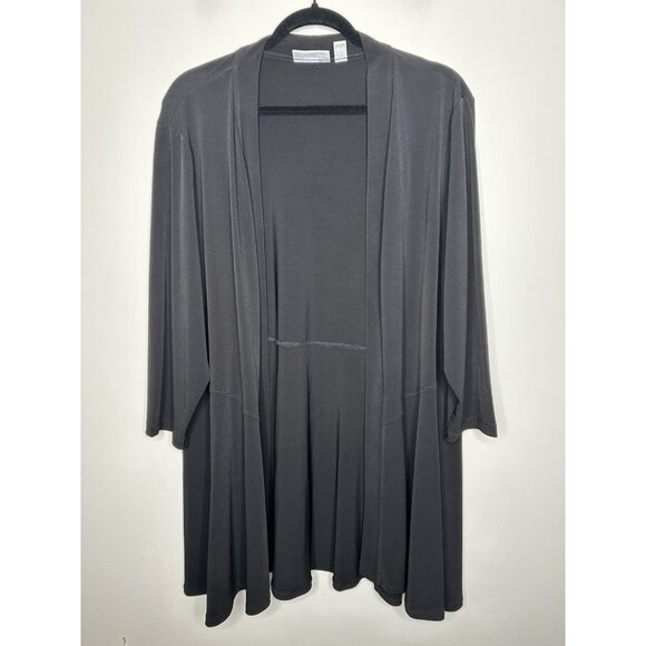 Susan Graver Women’s Black Open Liquid Knit Cardigan Minimalist Capsule Size 1X - Picture 1 of 8
